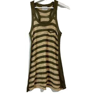 Michael Stars Women's Paloma Striped Tank Top Cream Green Size 1 EUC